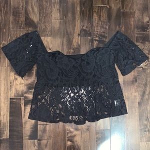 Black lace top with built in tank from Winners